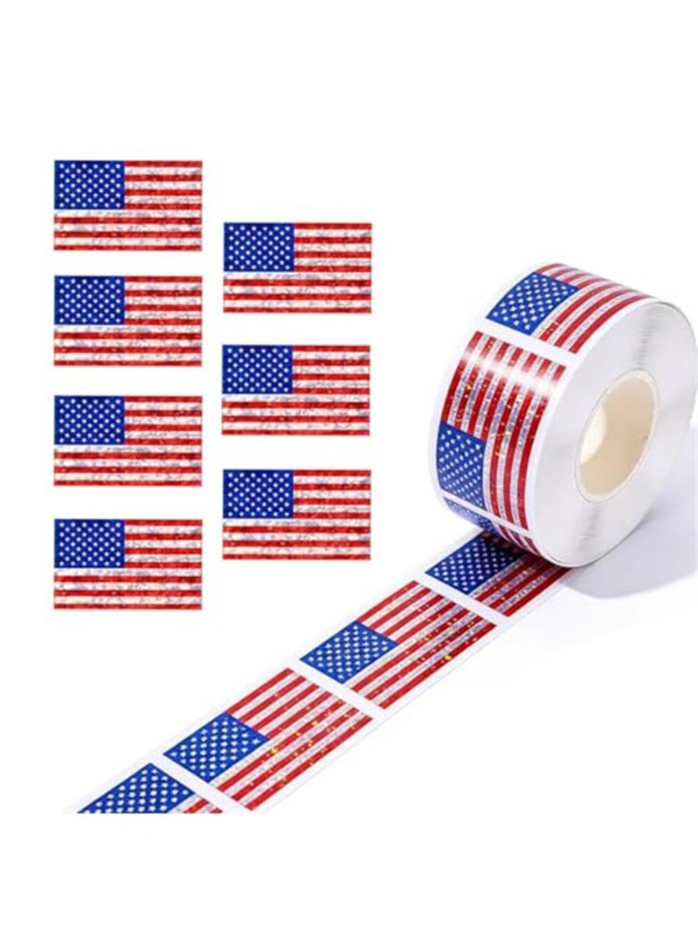 American Flag Laser Sticker 300Pcs Shimmering USA Flag Decals Waterproof Self